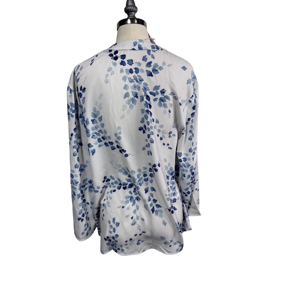 Hekka Women's Blue Floral Sheer Button Front‎ Blouse Long Sleeve Size M - Picture 8 of 8